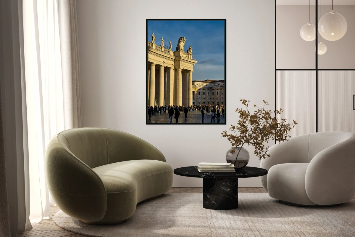 Tourists waiting to enter Saint Peters Basilica in Rome Italy