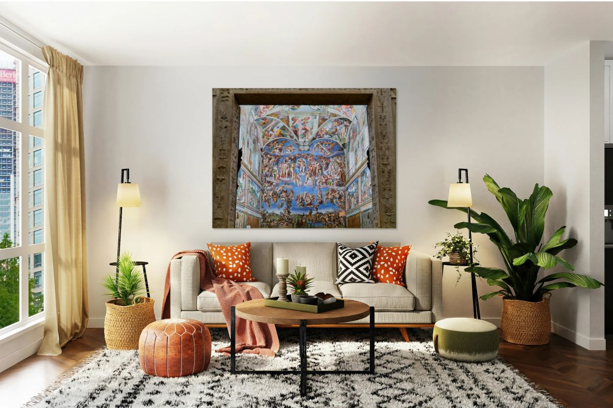 Visit to the Sistine Chapel in Vatican City showing The Last Jud