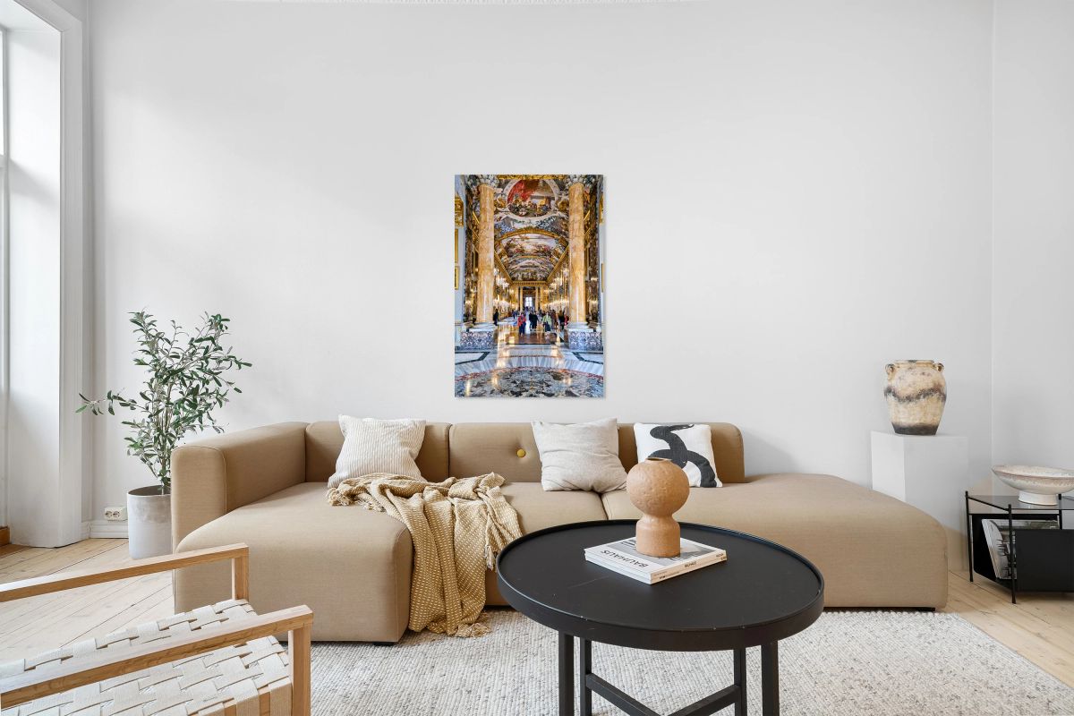 Visitors explore the Great Hall at Colonna Art Gallery in Rome