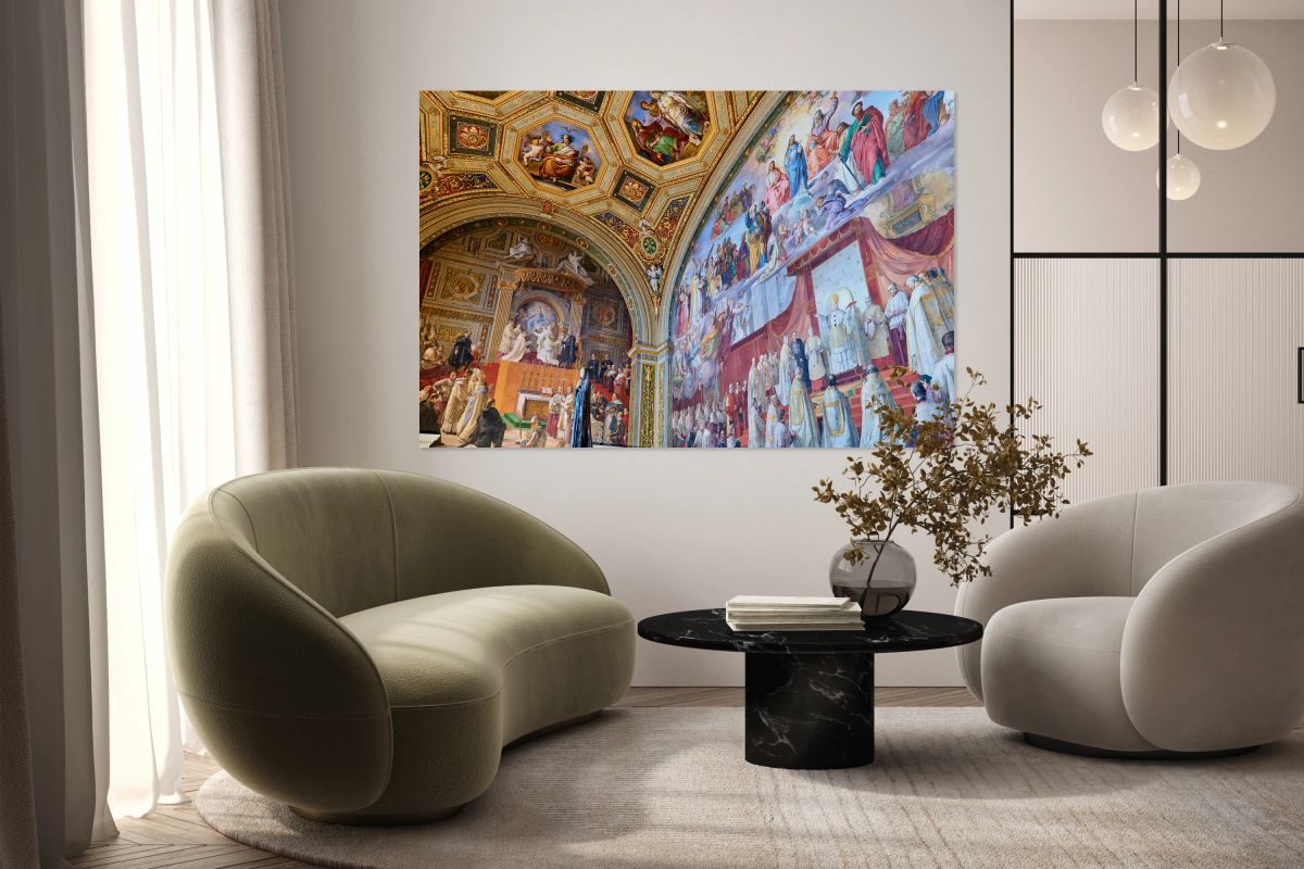 Renaissance art in Vatican Museums shows Raphael rooms frescoes