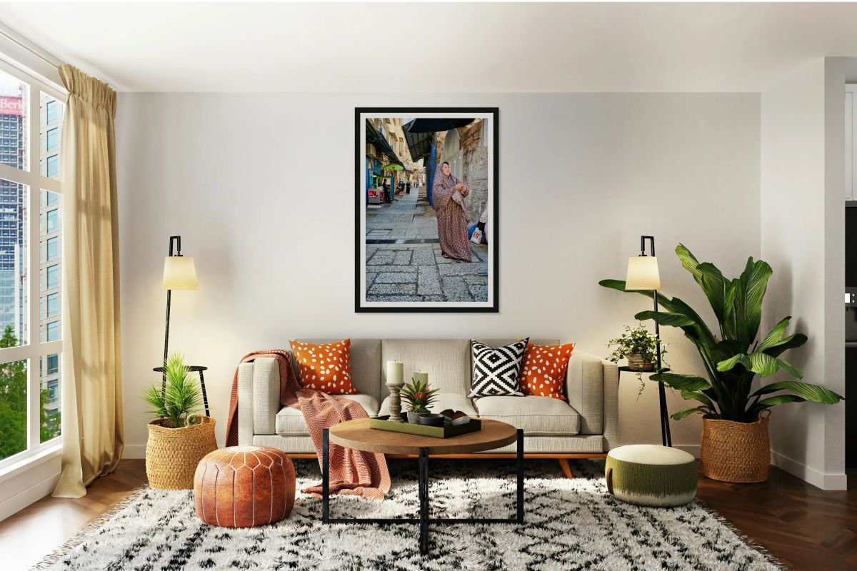 Portrait of a woman in a street of Jerusalem in Palestine