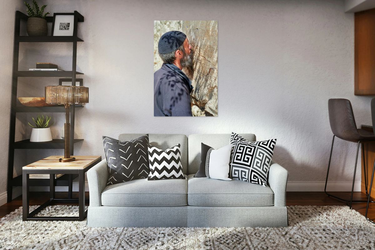 Prayers at the wailing wall in jerusalem by orthodox jews
