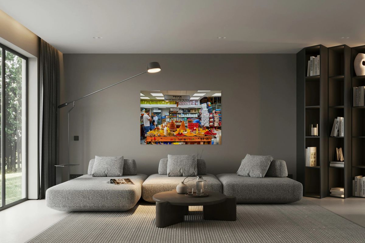 Spices and people at Mahane Yehuda Market in Jerusalem