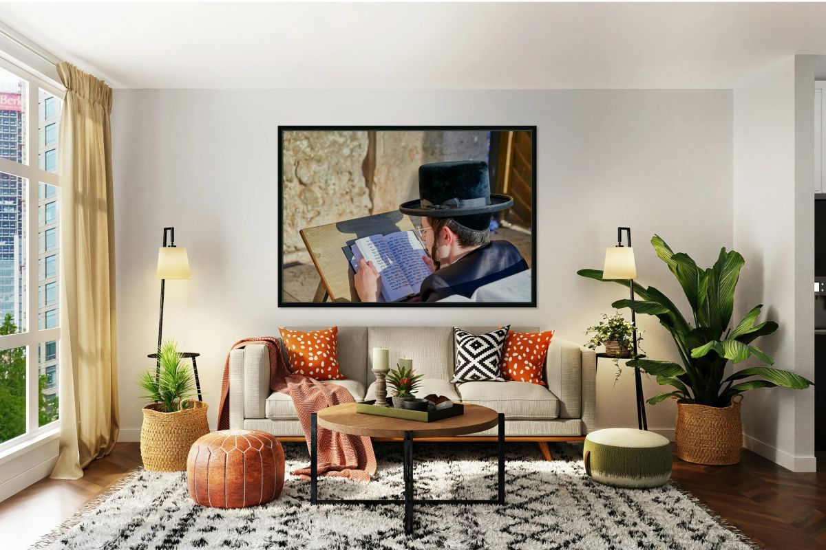 Orthodox Jews at the Wailing Wall in Jerusalem during prayer