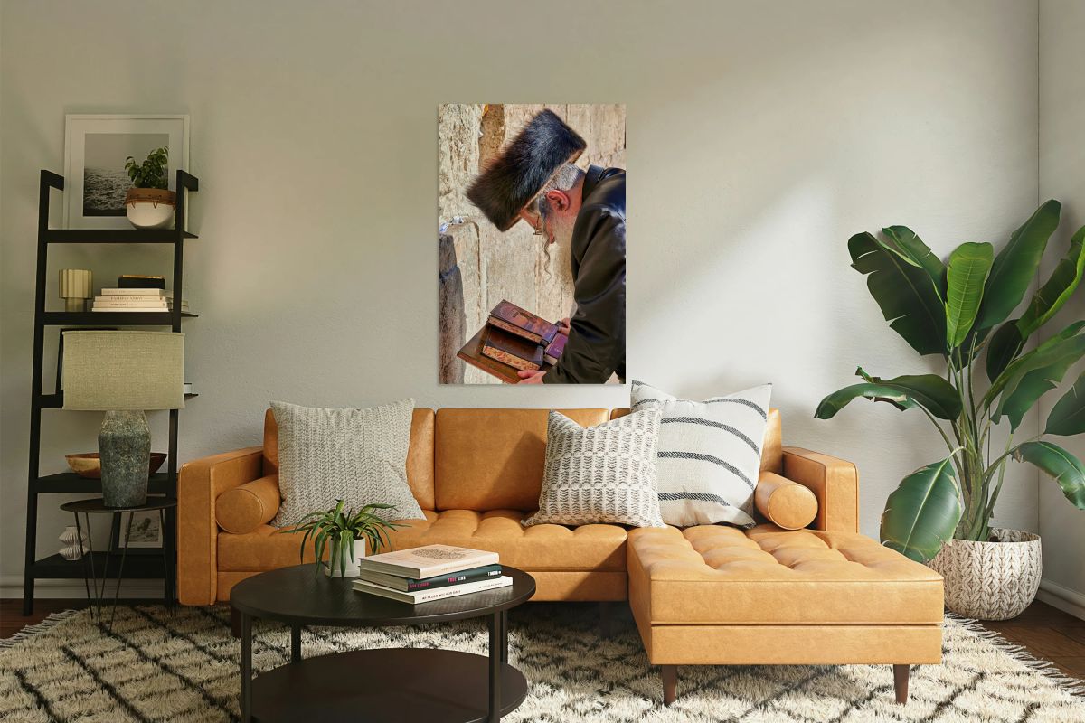 Orthodox Jews at Wailing Wall in Jerusalem during Prayer Time