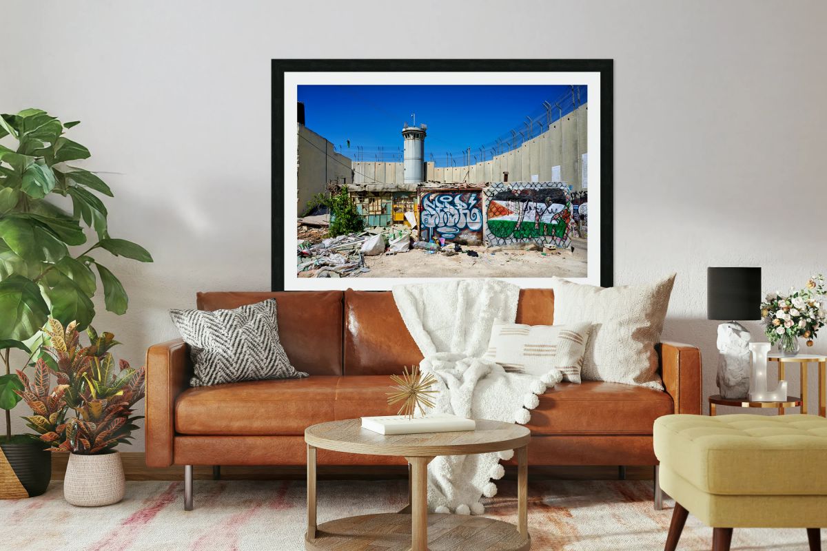 View of the west bank separation wall in Bethlehem with graffiti