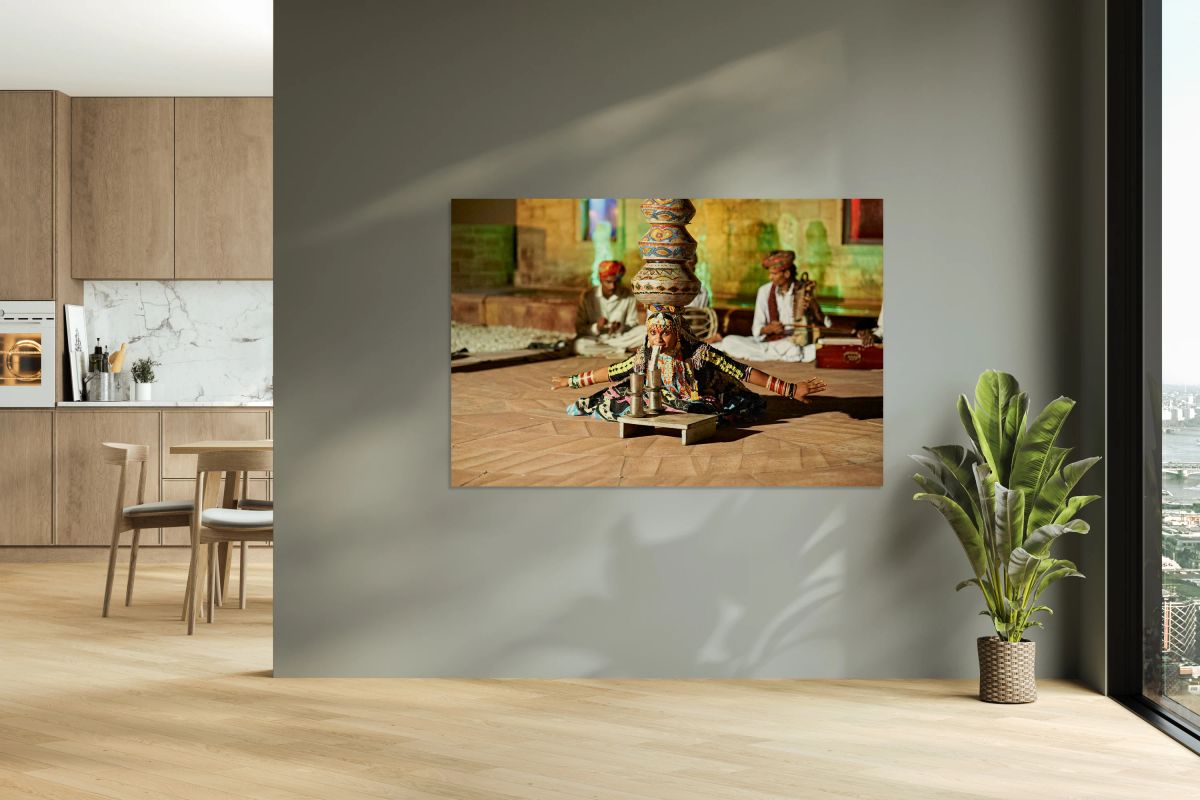 Dancer performs traditional art in Khimsar Rajasthan India