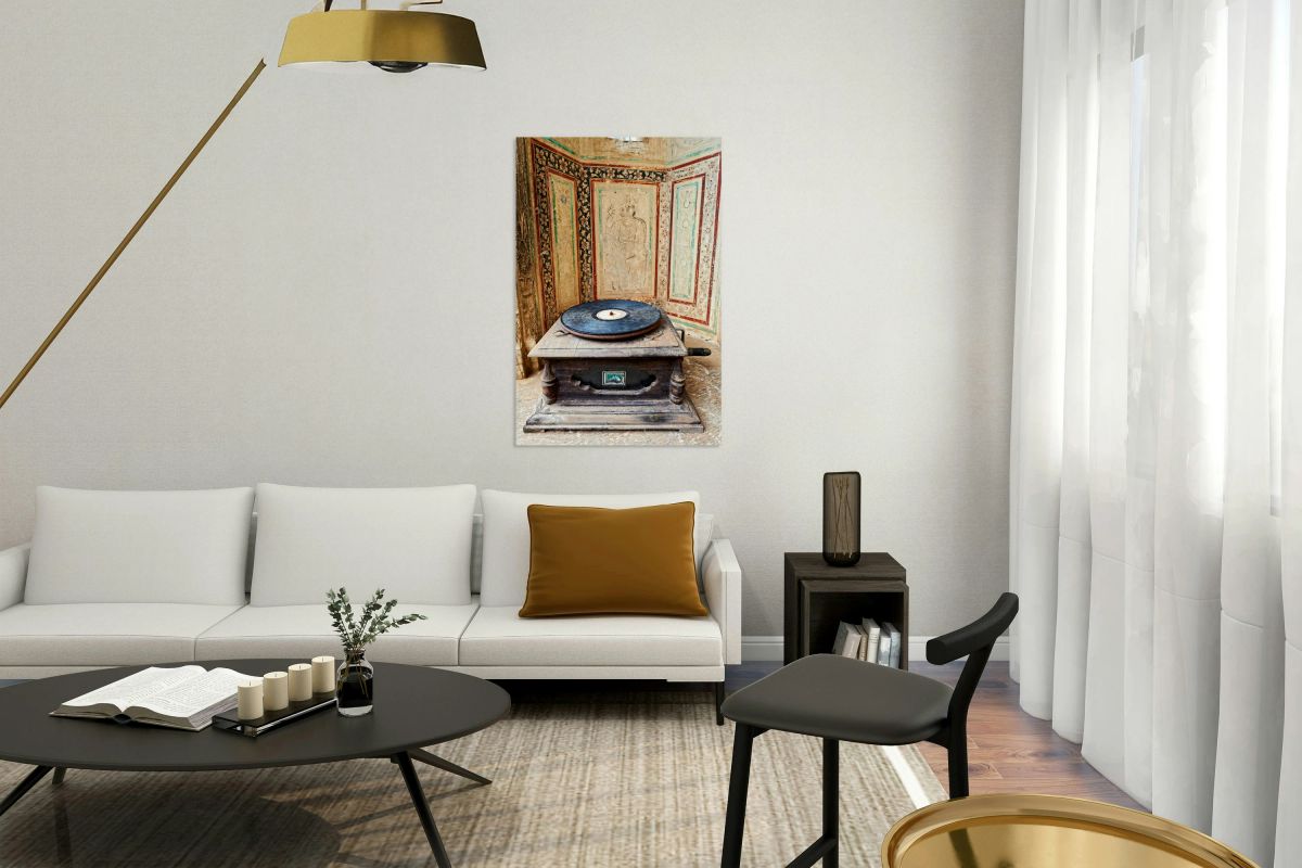 Old record player in a historic Rajasthan building