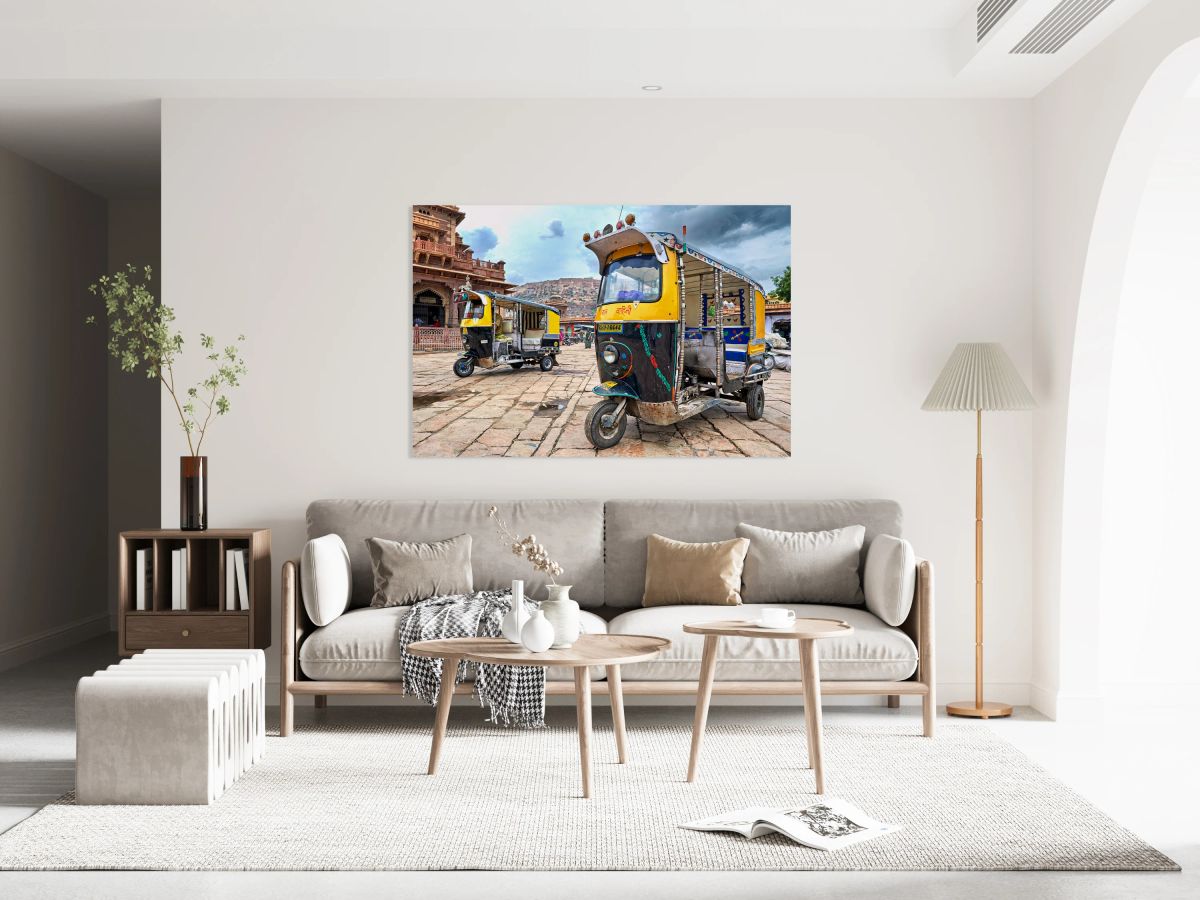 Tuk tuks parked in Sardar Market Girdikot Jodhpur Rajasthan