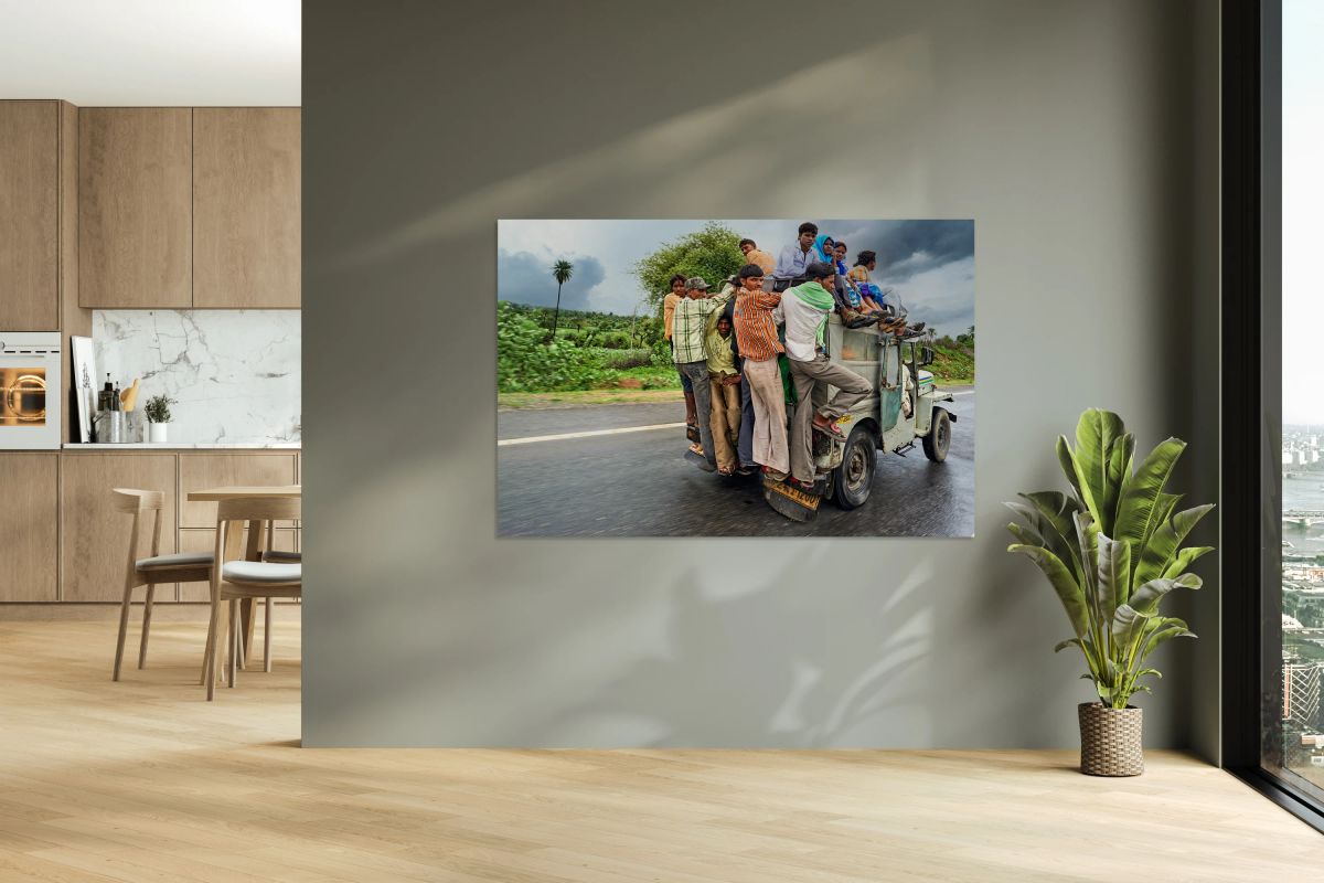 Many people travel on a loaded vehicle in Rajasthan India