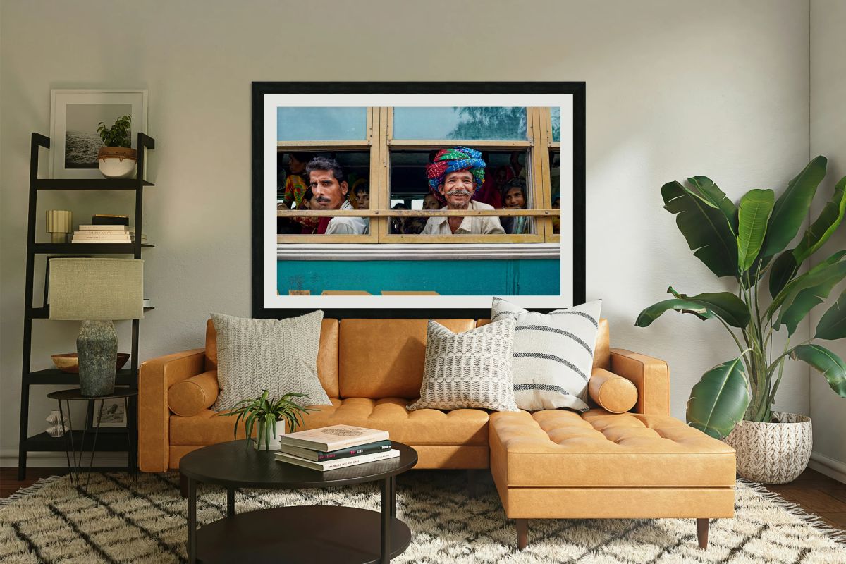 Passengers travel on bus in Udaipur Rajasthan India