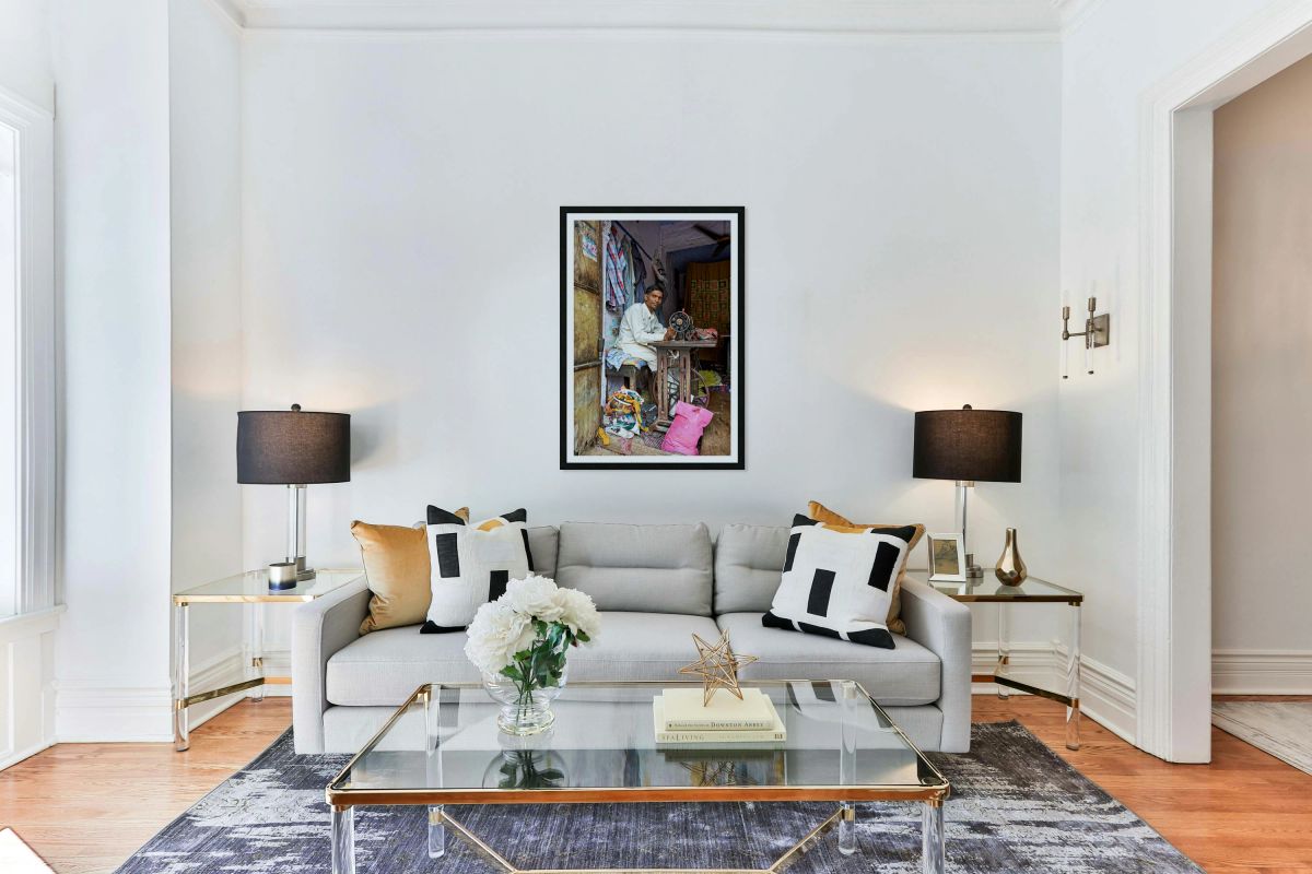 Man sewing clothes in Bundi Rajasthan during the day