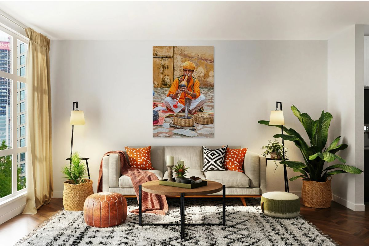 Snake charmer performs in Amber Rajasthan India