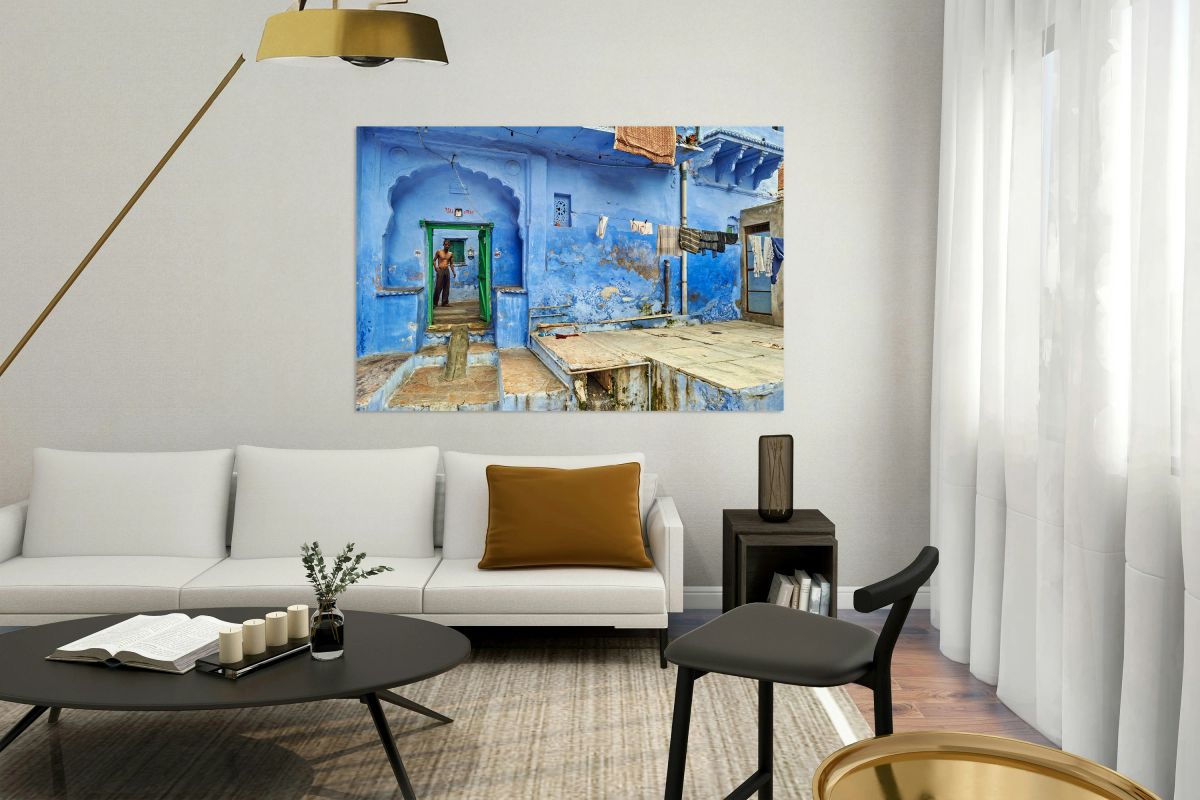 Man standing in decorated house in Bundi Rajasthan