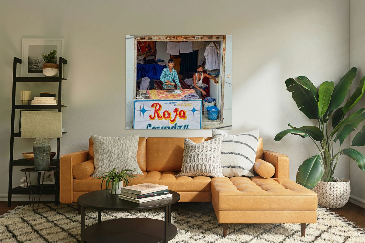 Ironing clothes in Bundi Rajasthan during the day