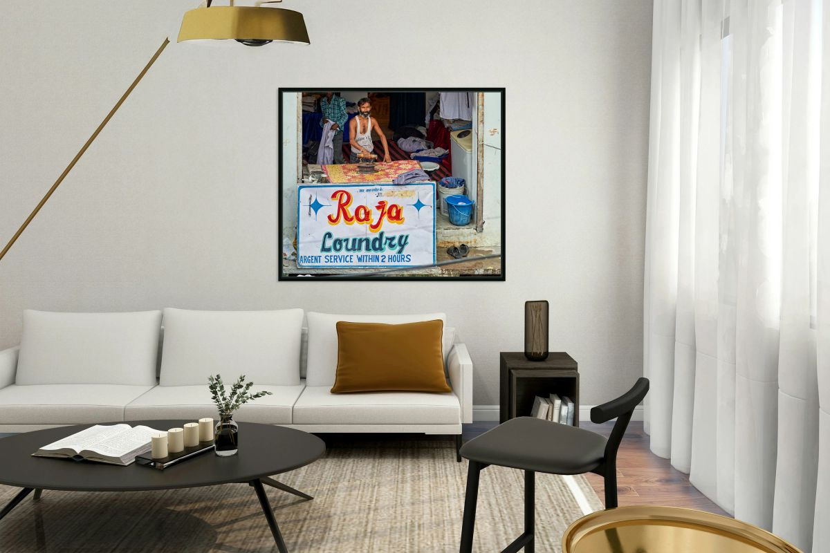 Ironing clothes at Raja Laundry in Bundi Rajasthan