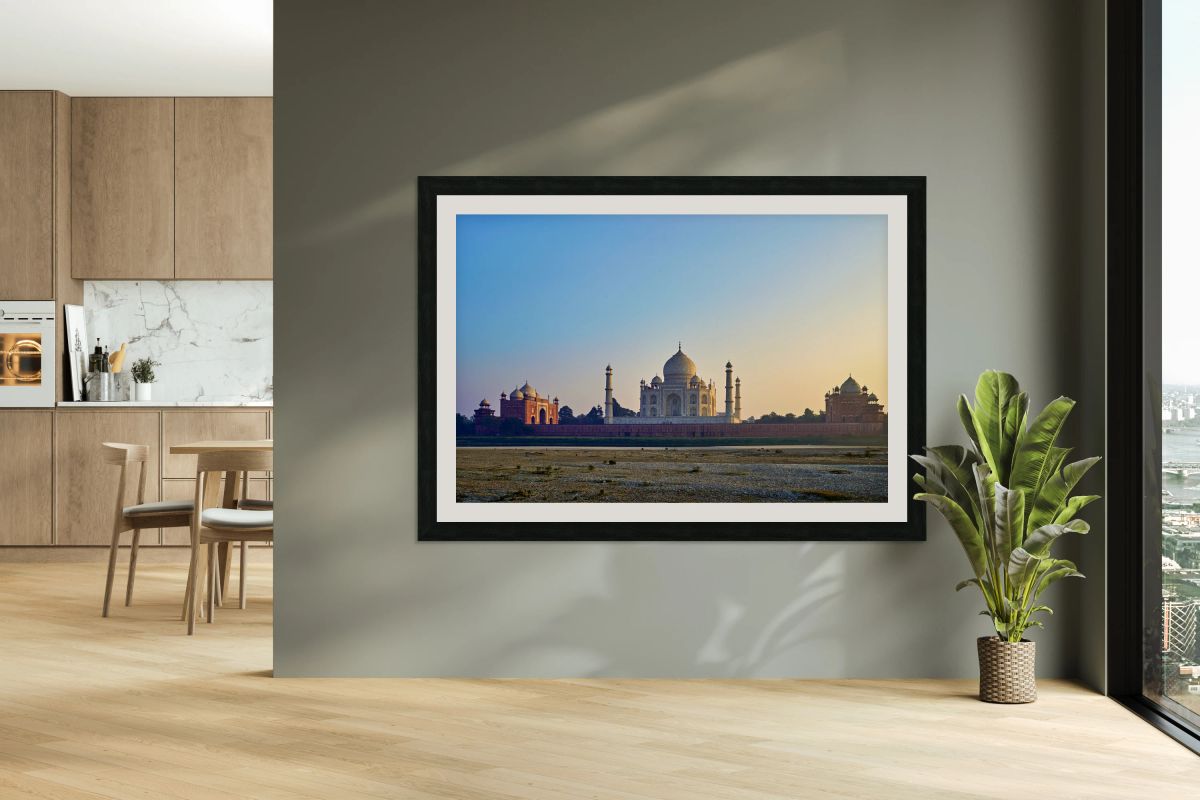 Taj Mahal Palace stands tall in Agra during sunset view