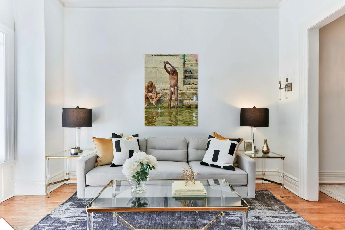 Sacred ablutions at the Ganges river in Varanasi Uttar Pradesh