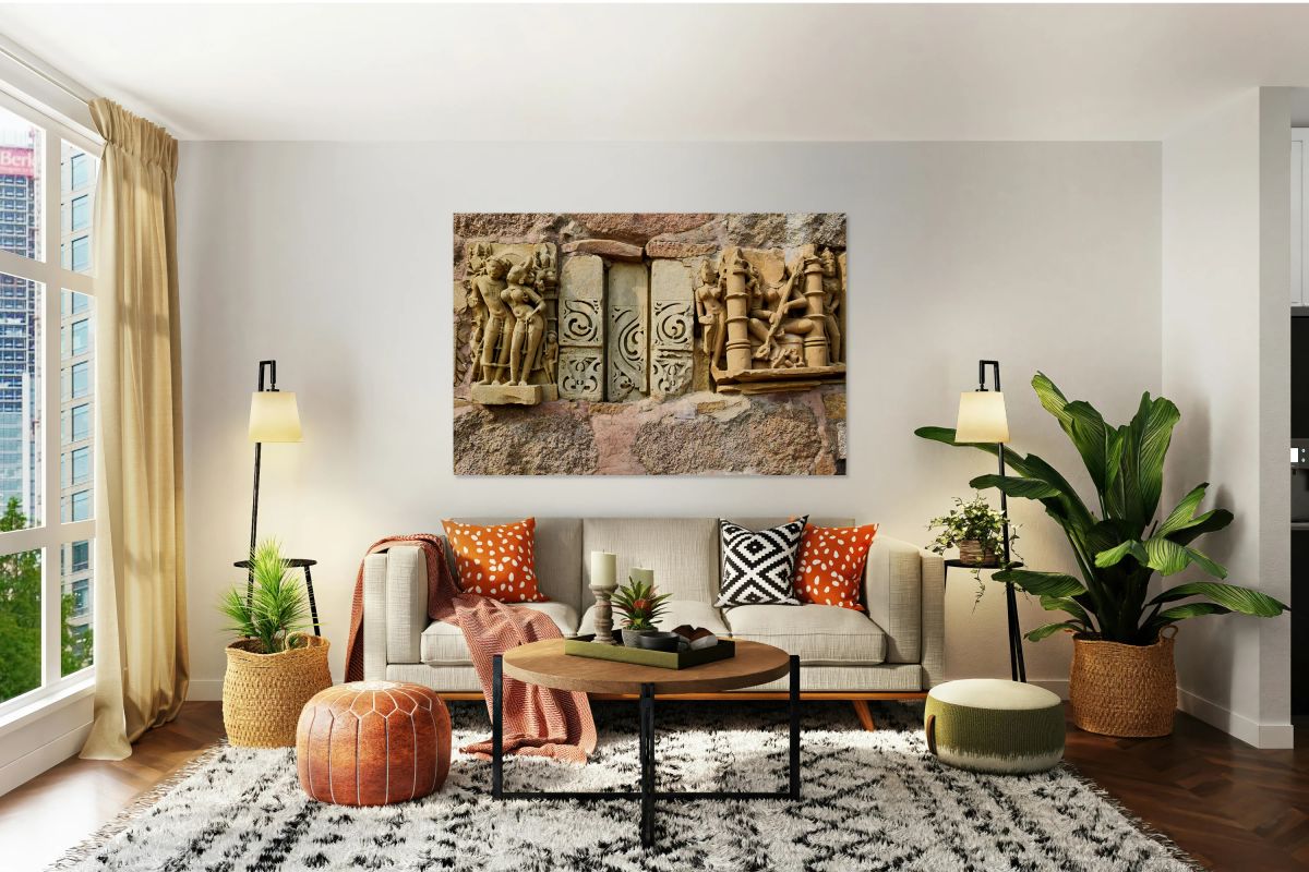 Sculptures on Hindu temples in Khajuraho Madhya Pradesh India