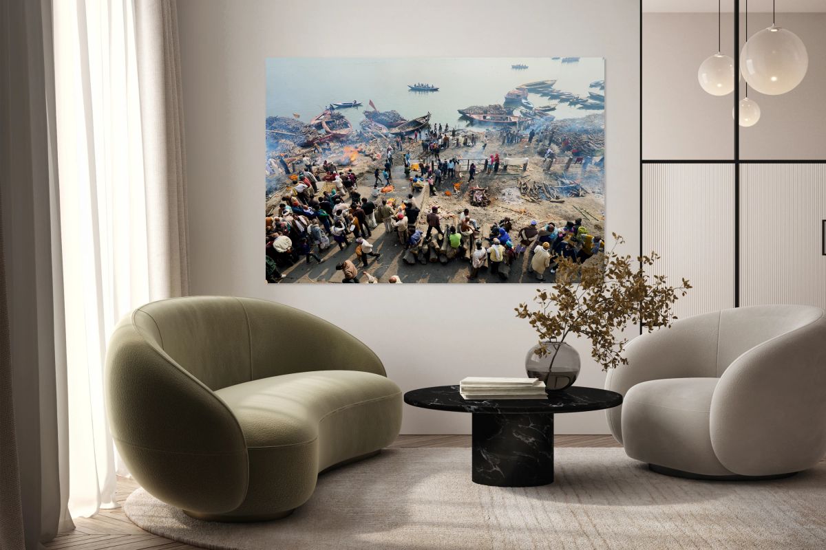 Cremation rites by the river Ganges in Varanasi India