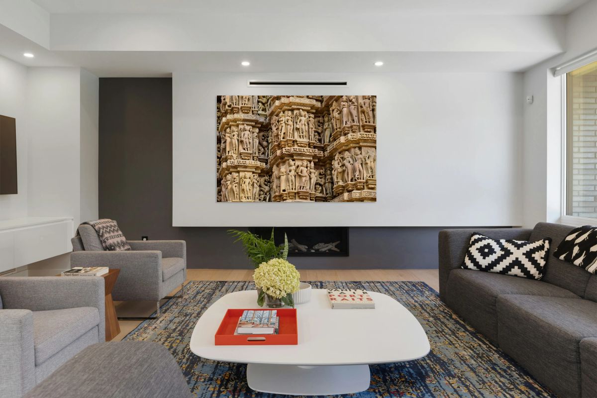 Carvings on the temples of Khajuraho in Madhya Pradesh India