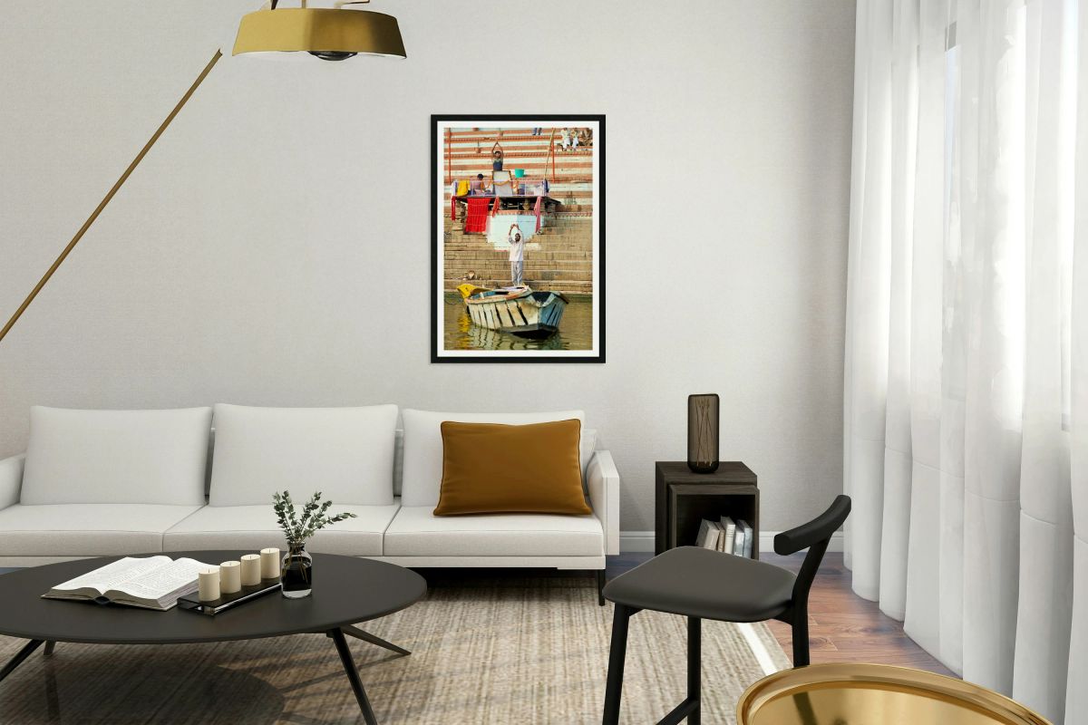 Sacred ablutions by the banks of the Ganges in Varanasi