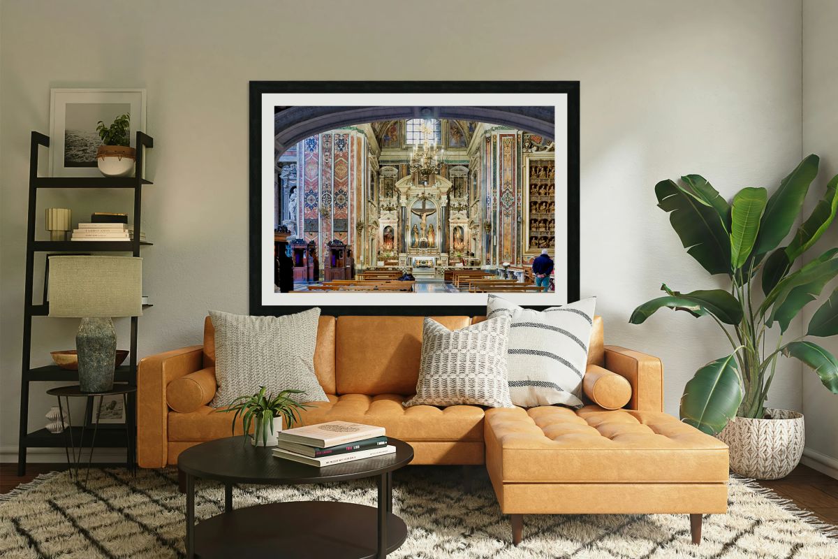 Exploring the interior of Gesu Nuovo Church in Naples