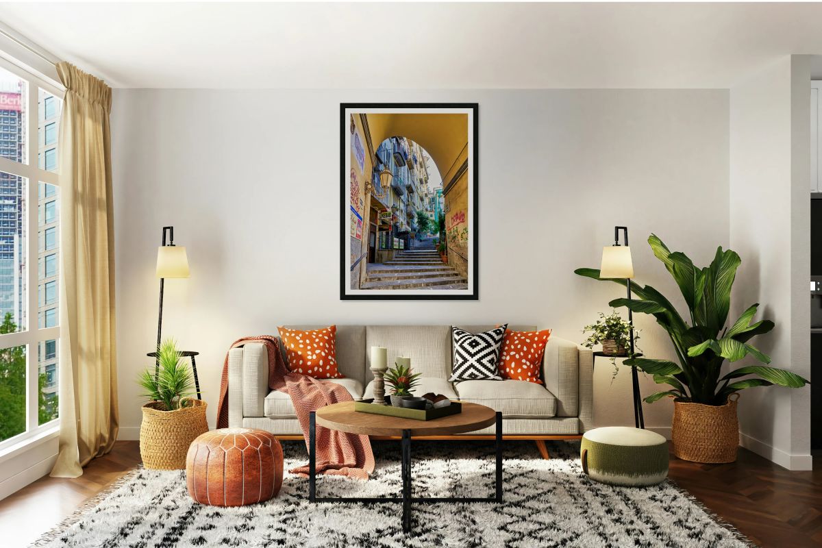 Narrow alley in Via Chiaia in Naples Campania Italy shows daily 