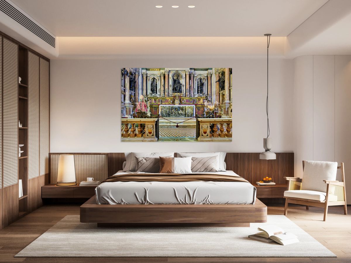 Naples Cathedral interior with altar and statues