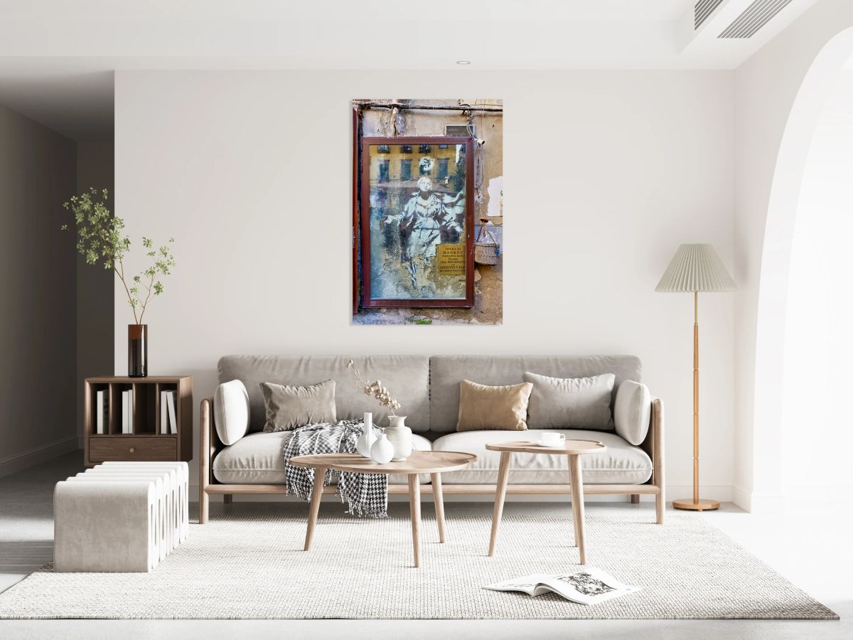 Famous Banksy street art in Naples Campania Italy