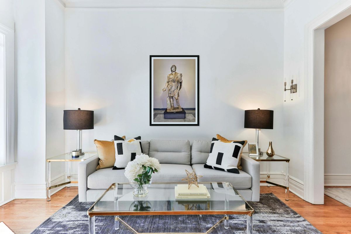 A Roman statue stands in the National Archaeological Museum of N