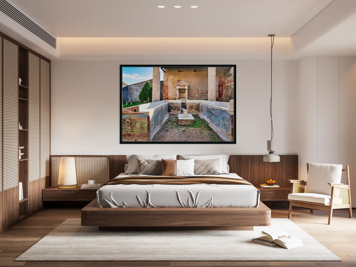 Exploring ancient structures in Pompeii near Naples Italy