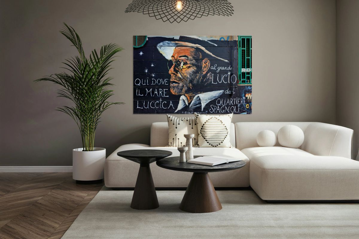 Mural of Lucio Dalla in Quartieri Spagnoli area of Naples Italy