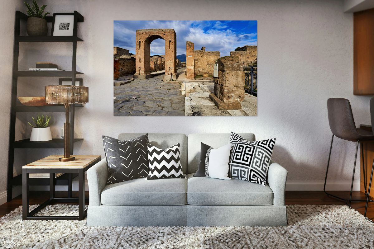 Exploring ancient ruins in Pompeii near Naples in Campania Italy