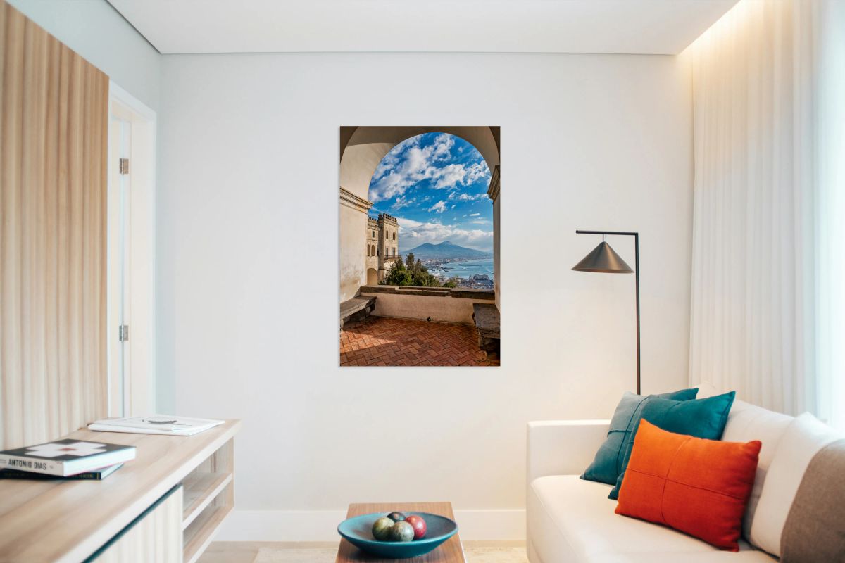 View of gulf of naples and mount vesuvius from historic location