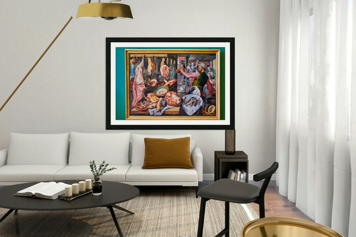 Depiction of a butcher at work in Museo di Capodimonte in Naples