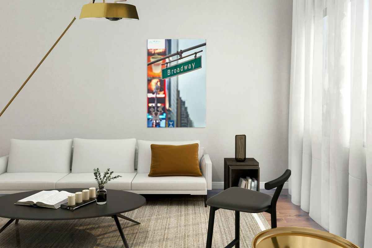 Broadway street sign in Manhattan New York City during the day