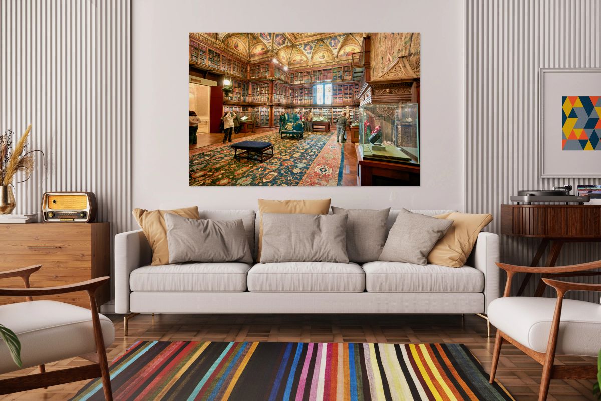 Visitors explore the Morgan Library and Museum in Manhattan