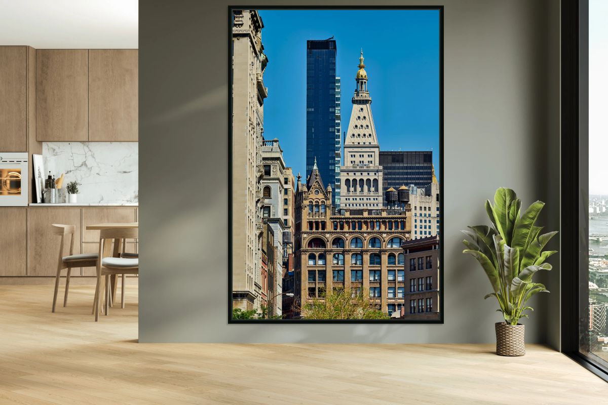 Different architecture seen in Manhattan New York City on a cle