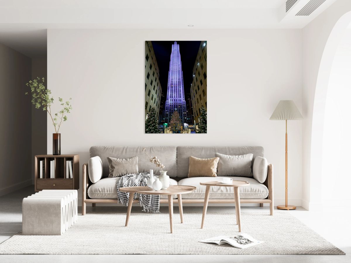 Rockefeller Center shines bright at night in Manhattan New York