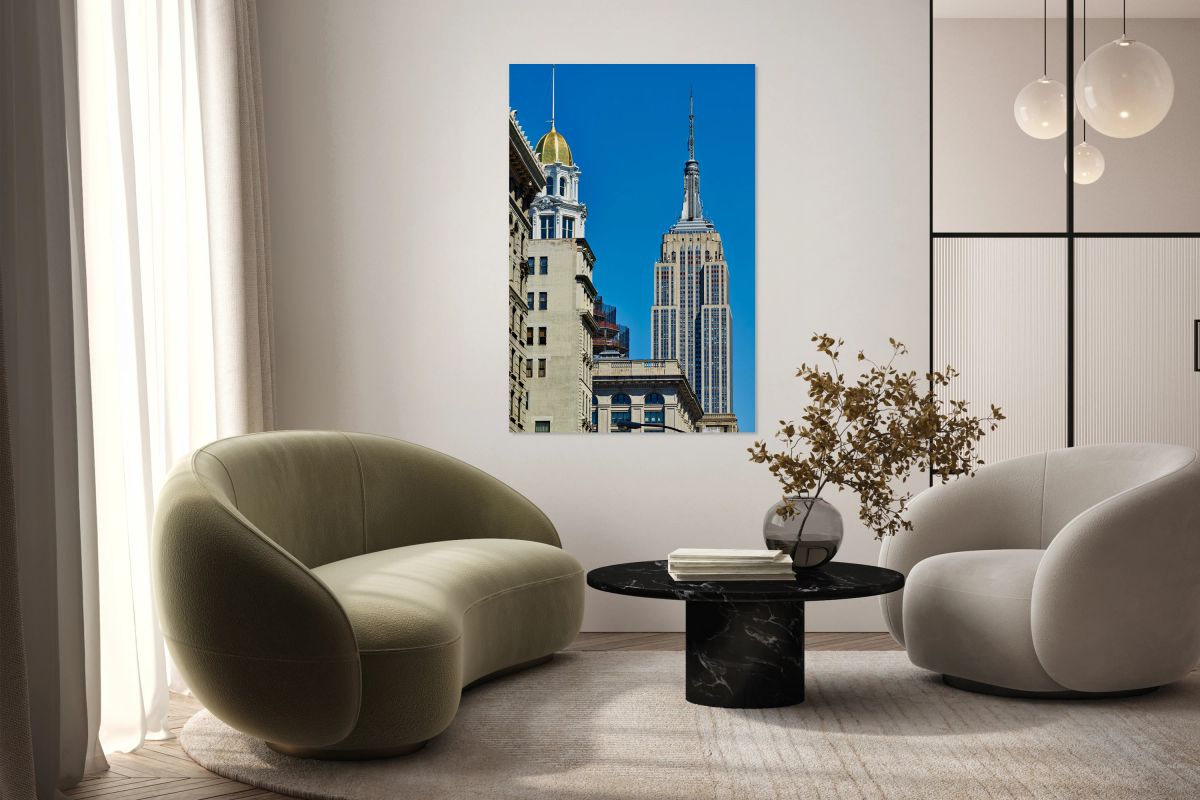 Empire State Building stands tall in Manhattan under clear blue 