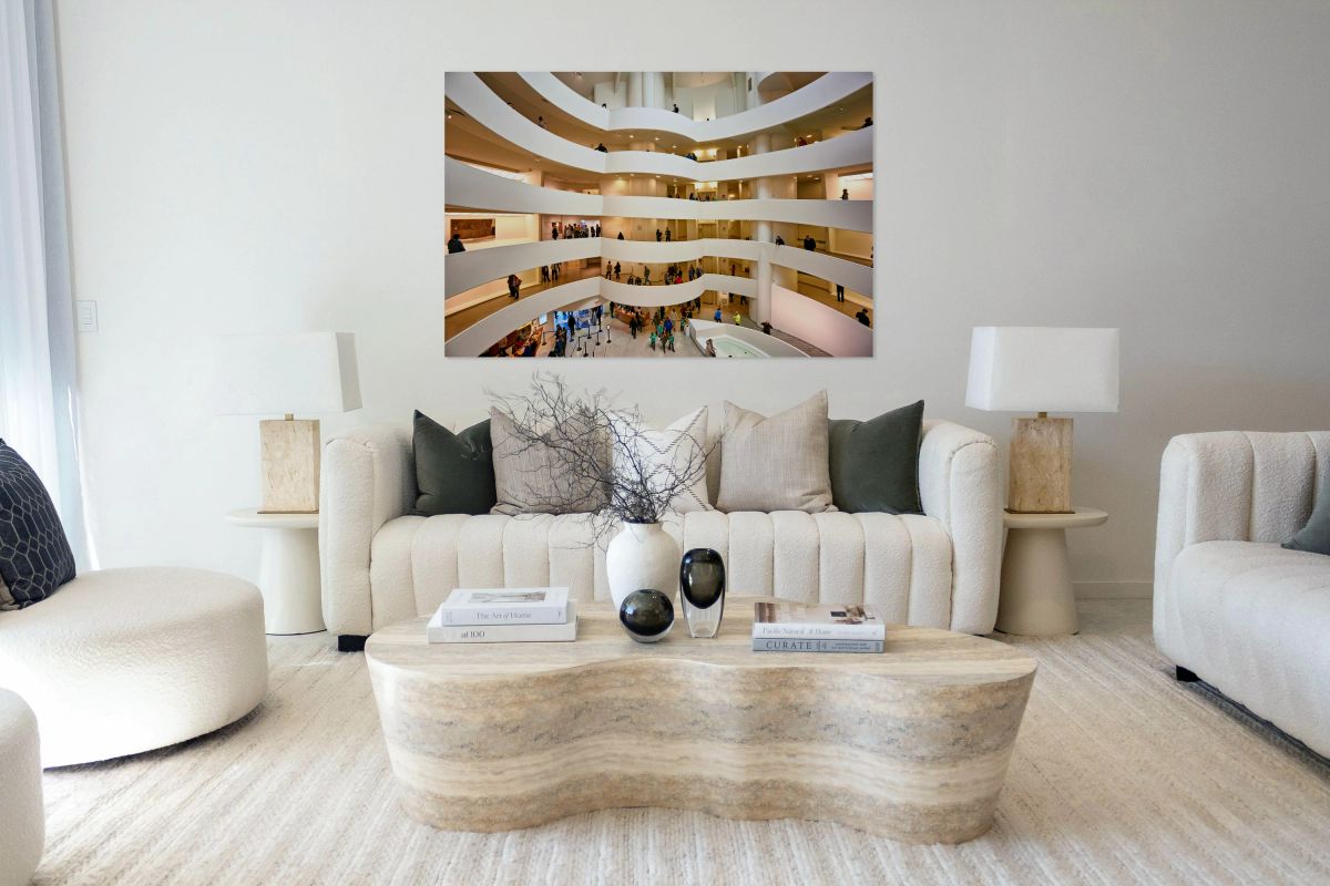 People walk and observe art in the Solomon R