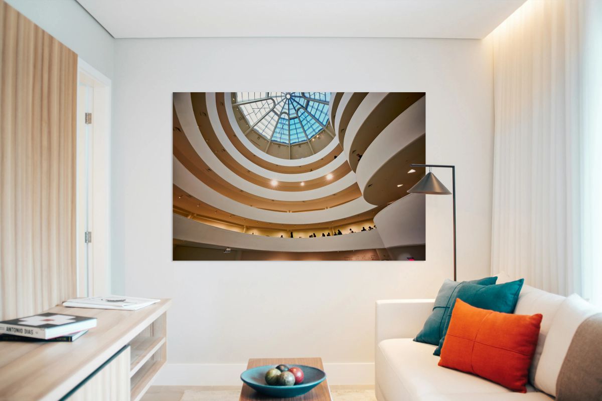 People walk along the spiral ramps of the Solomon R