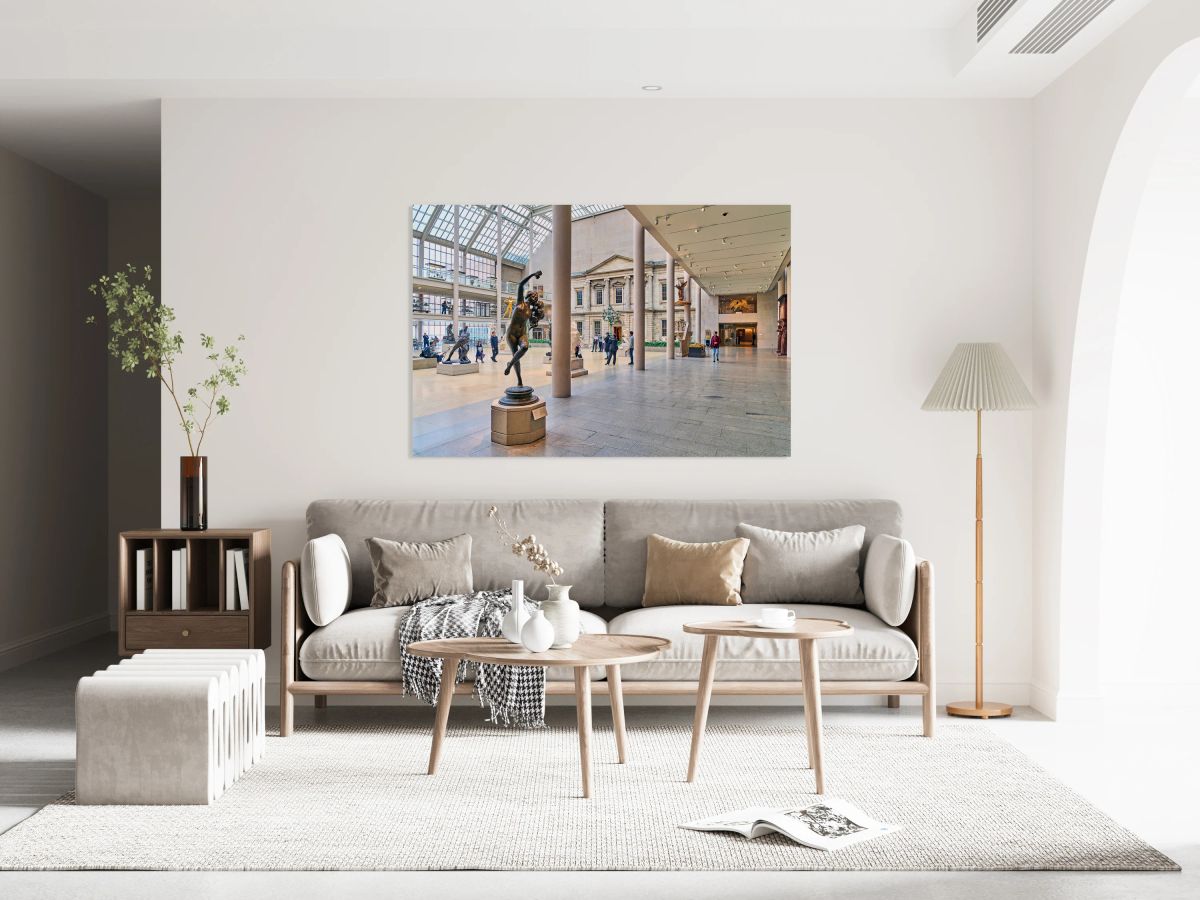 Visitors explore Engelhard Court at the American Wing in Manhatt
