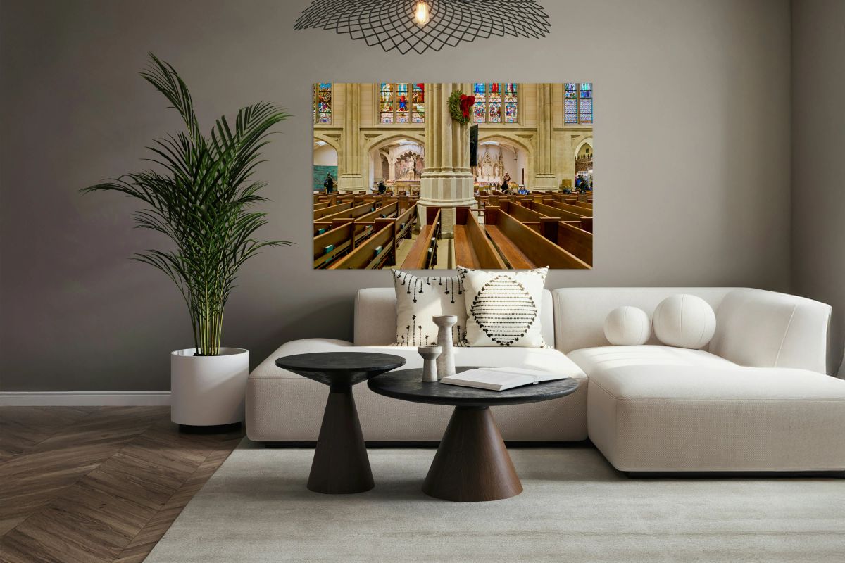 Visitors walk through St