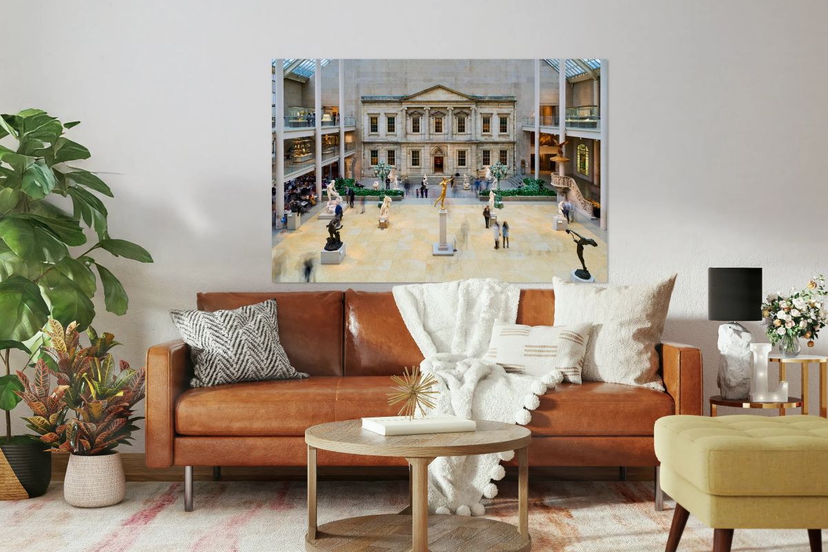 Visitors explore Engelhard Court at the American Wing in Manhatt