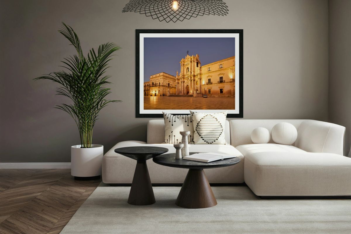 Syracuse Cathedral in Ortygia Island during evening light