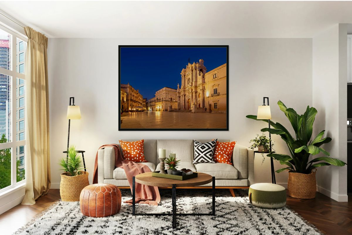 Syracuse Cathedral shines on Ortygia Island at dusk