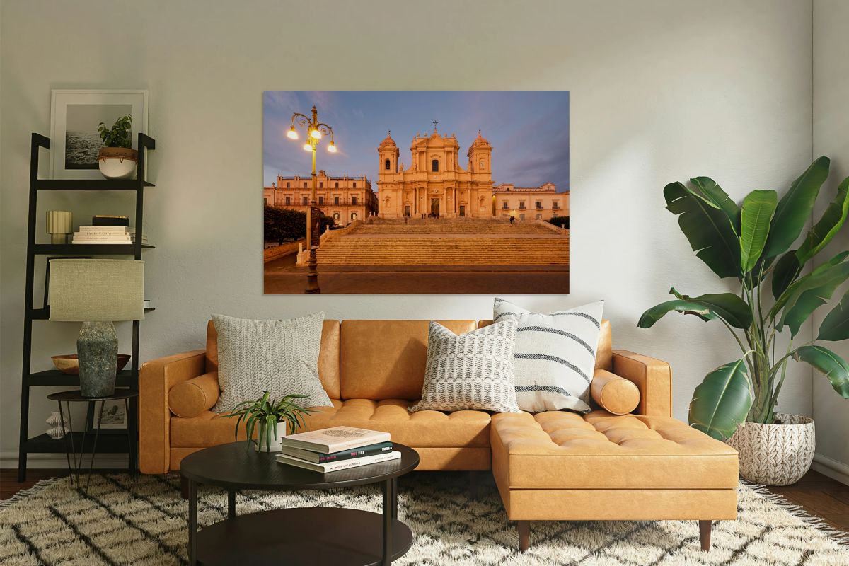Noto Cathedral stands tall in Sicily during sunset