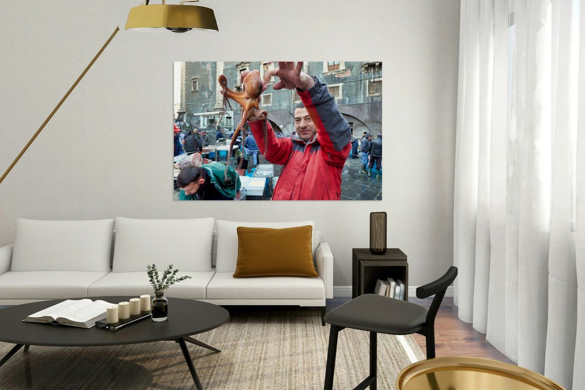 Daily market activity at Piscaria in Catania Sicily Italy